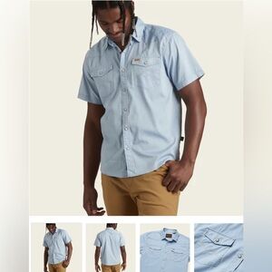 HOWLER BROTHERS- MEN'S H BAR B SNAPSHIRT IN FADED BLUE OXFORD SIZE XXL